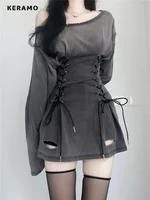 New Fairycore Grunge Goth Corset Dress Women Aesthetic Harajuku Streetwear Bandage Slim Bodycon Dress Y2k 90s Indie Clothes - Image 2