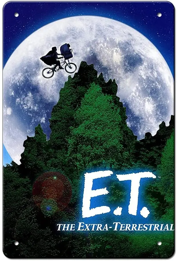 the Extraterrestrial 1982 movie poster metal tin sign collectible bathroom E.T 