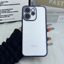 Enhanced Soft Silicone Electroplated Transparent Cover for OPPO Reno14 F 4G (Black)