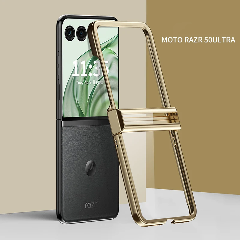Ultra 5G Transparent Plating Case with Solid Color Hinge Protection and Anti-Scratch Cover