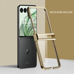 Ultra 5G Transparent Plating Case with Solid Color Hinge Protection and Anti - Scratch Cover for MOTO RAZR 70 (Gold)