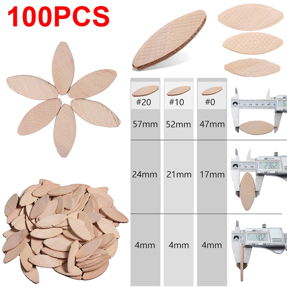 Woodworking tools woodworking tool 100pcs woodworking biscuit jointer No. 0#/10#/20# wooden tenon wood board docking tool wood joining woodworking crafting