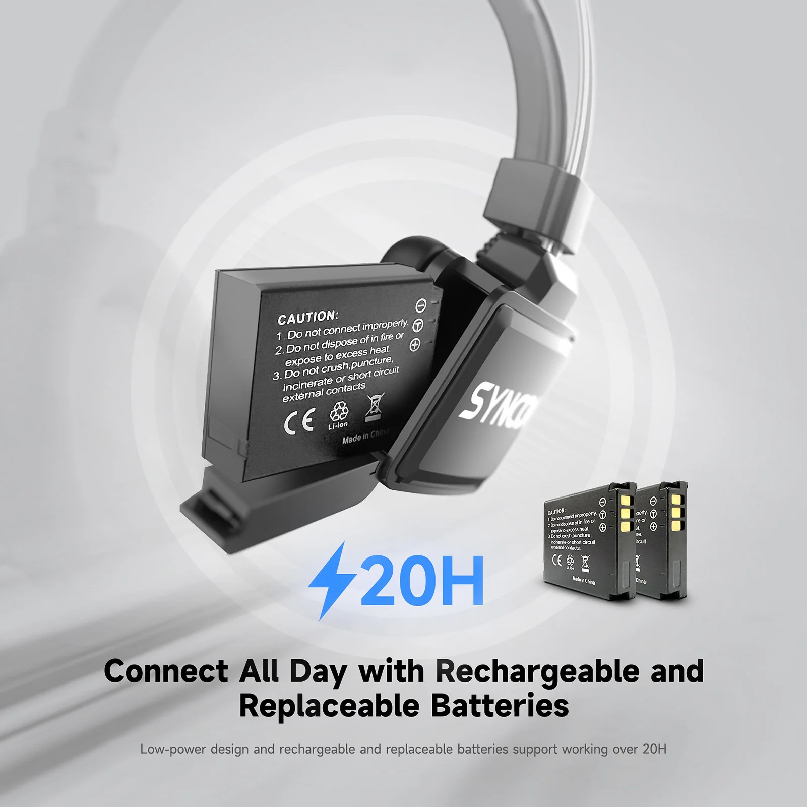 SYNCO Xtalk X1 무선 인터콤 헤드셋 시스템, 2.4G 무선 헤드폰, 마이크 내장 배터리, 350M, 1148ft 변속기