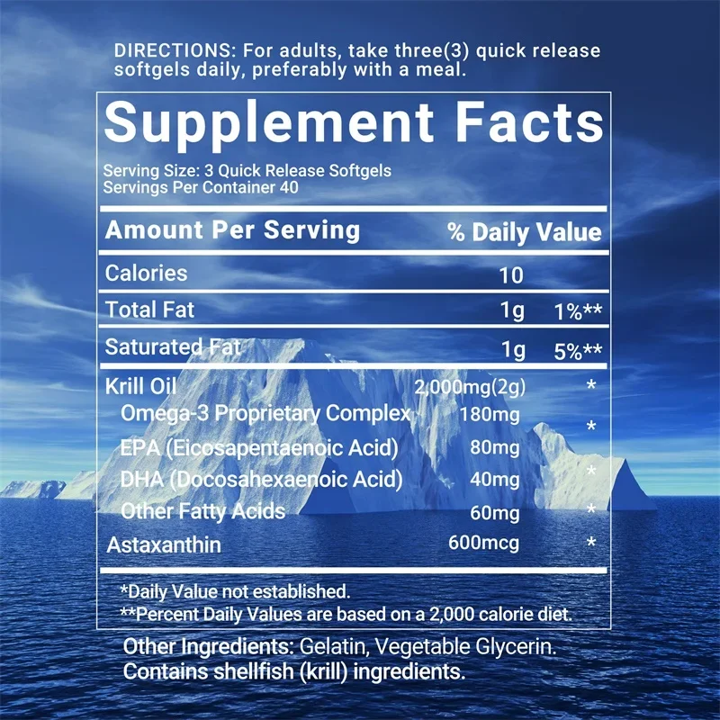 Antarctic Krill Oil Astaxanthin Capsules(EPA, DHA) Joint And Skin Health Support Immunity, Cardiovascular, Non-GmoSupplementsSup 3