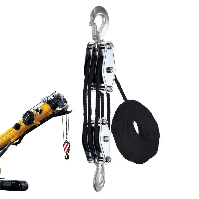 

Hoist Pulley System 5:1 Lifting Power 3/8 Rope Hoist Pulley Heavy Duty Multifunctional Rope Pulley With 2200 LBS Breaking
