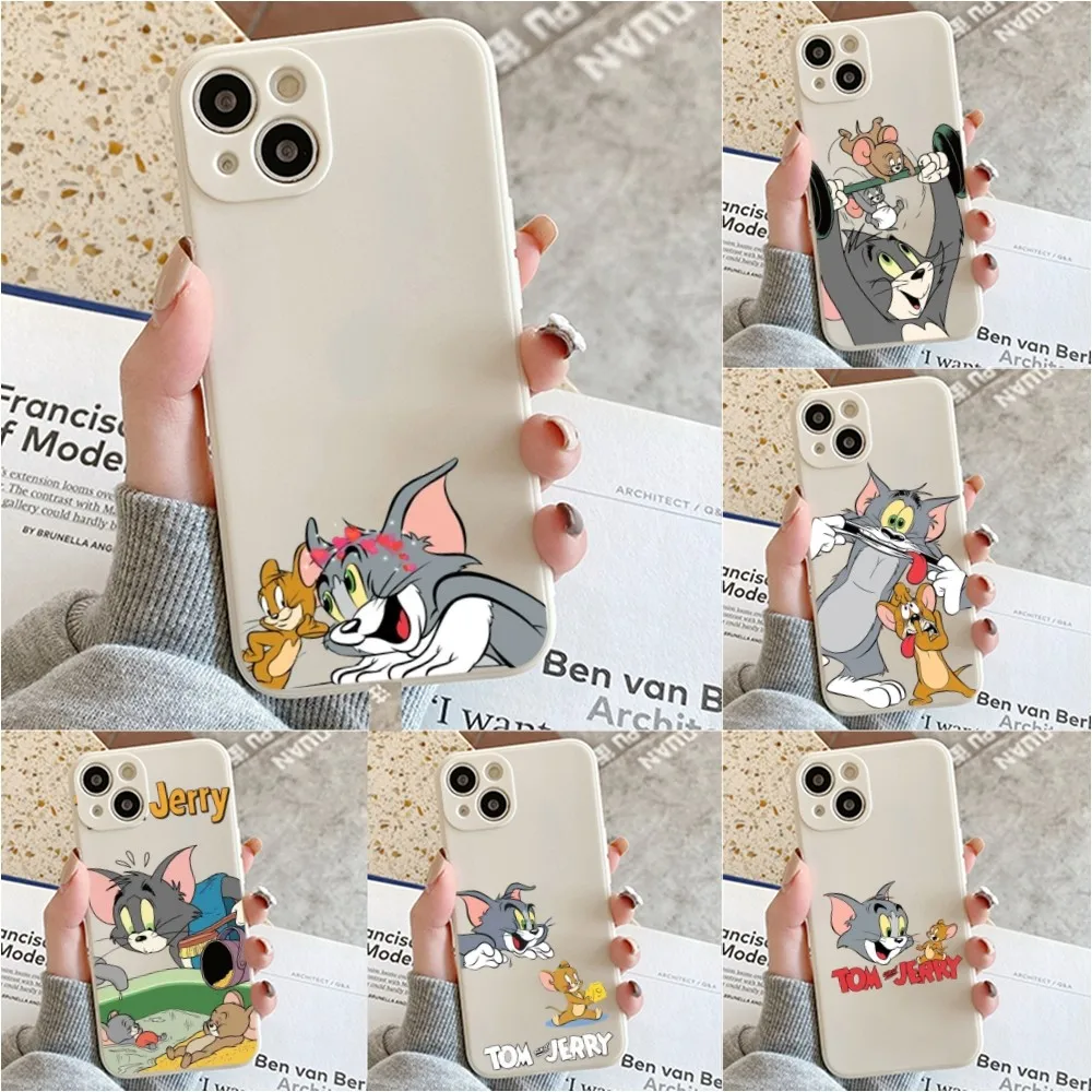 Custodia Per Telefono T-Tom E J-Jerry Per Iphone 11 13 14 Pro Max X Xr Xs Max Se2020 12Mini Custodia Bianca