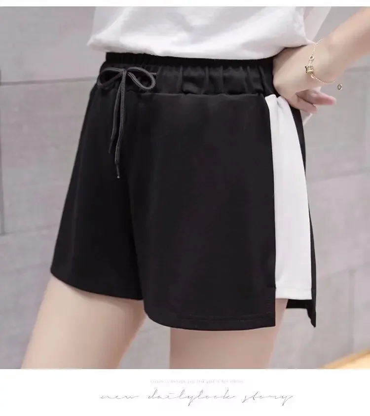 Women Drawstring Sport Shorts Casual Wide Leg Shorts Female High Waist Loose Casual Street Elastic Waist Women's Clothing
