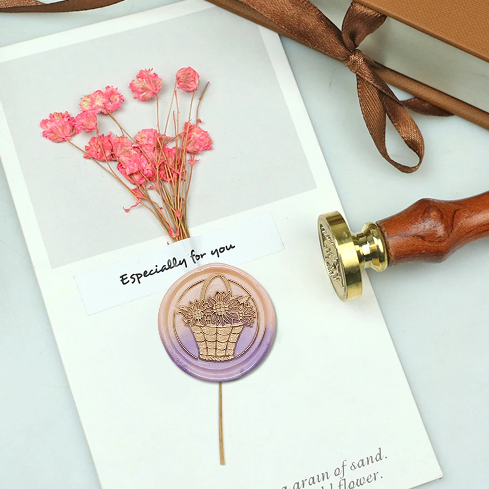 HEAD Flower Basket Retro Wax Seal Stamp Head Fire Paint for Wedding Card Making  9FR 