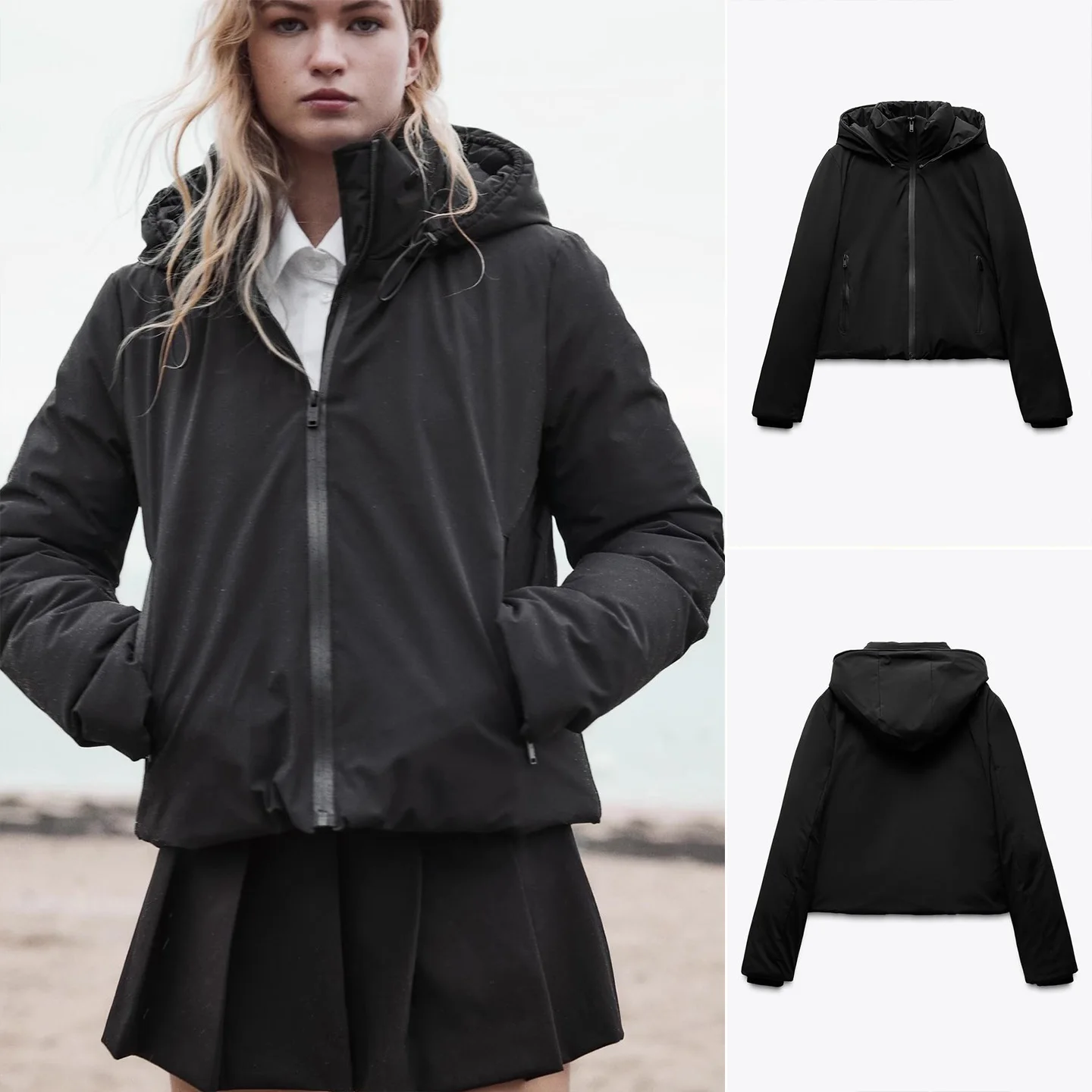 Winter New Casual Sle Women's Long Sve Stand Collar Thi Warm Cotton Jaet ort Coat Outerwear Comfortable Commute