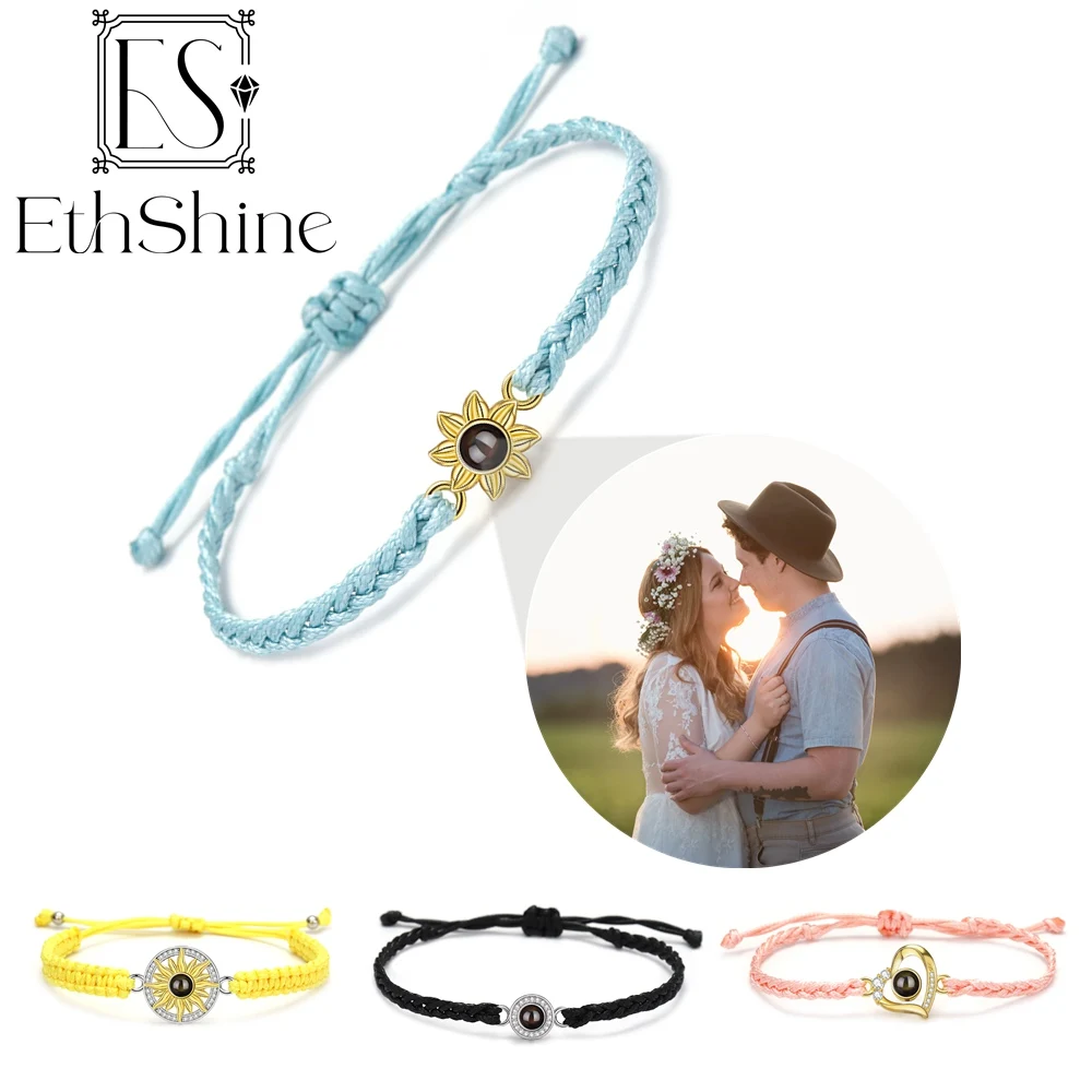 

ETHSHINE Wholesale Flower Projection Bracelet Custom Photo Bangles Jewelry Colour Braided Bracelets For Women Mother's Day Gifts