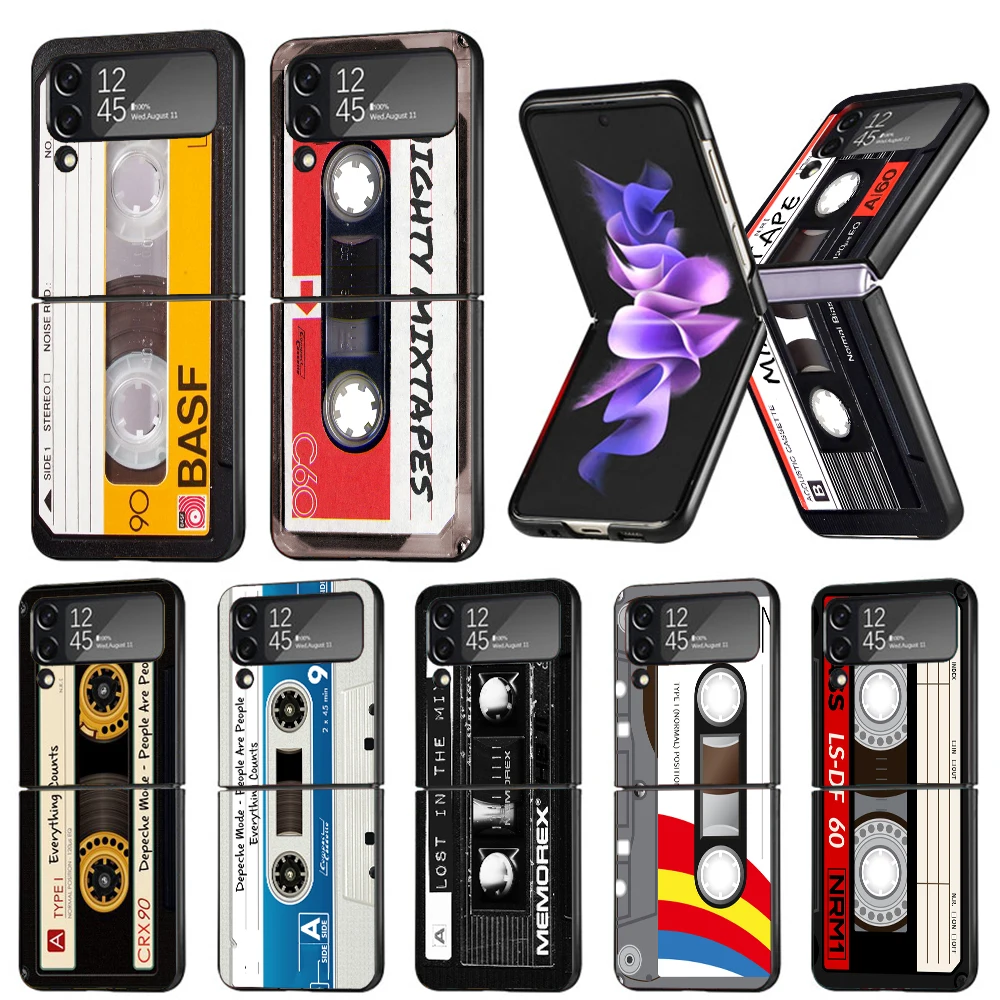 Vintage Magnetic Old Tape Cassette Hard Pc Back Phone Case Per Samsung Galaxy Zflip 5 Z Flip 4 Zflip3 Z Flip 3 5G Zflip4 Flip3