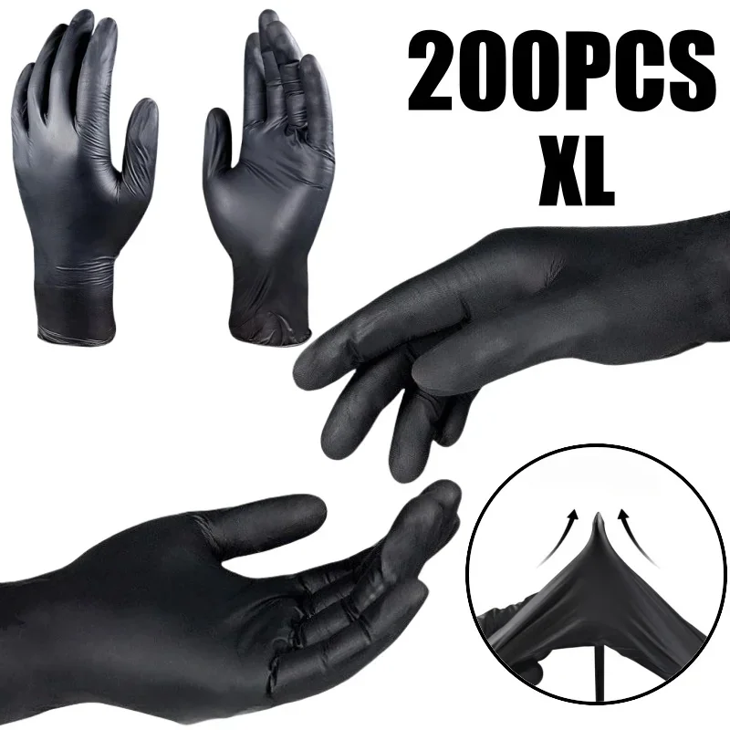 Black Pure Nitrile Gloves Disposable Industrial Field Repair Machine Mechanical Touch Screen Anti-Impact for Cleaning Tools