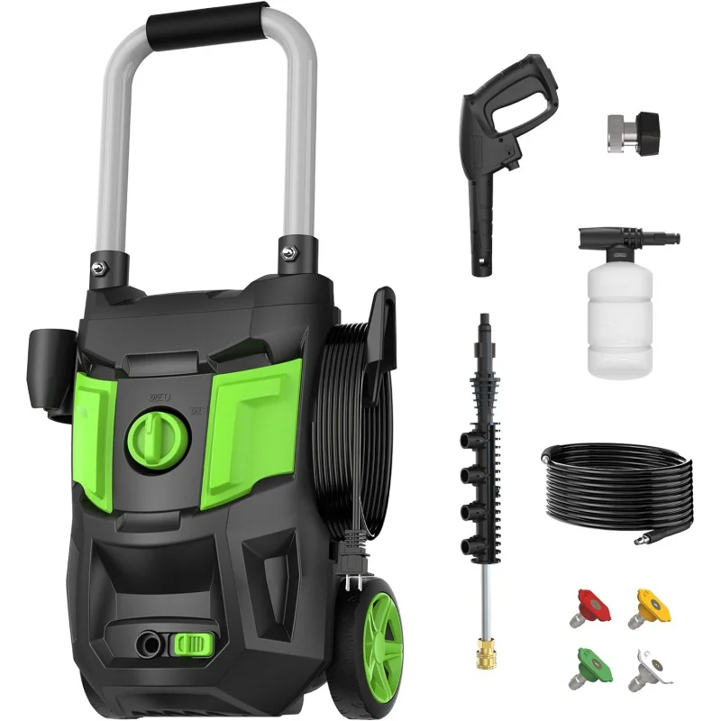 

Electric Pressure Washer - 4200 PSI Max 2.8 GPM 35ft Power Cord 20ft Pressure Hose Power Washer Powered Soap Tank 4 Different Ti