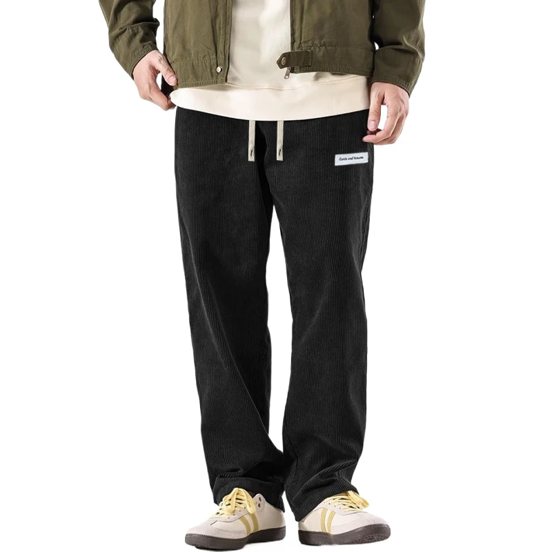 Animal Game Mens Corduroy Pants Baggy Wide Leg Casual Pant Elastic Waist Drawstring Loose Breathable Sweatpants Work Pants