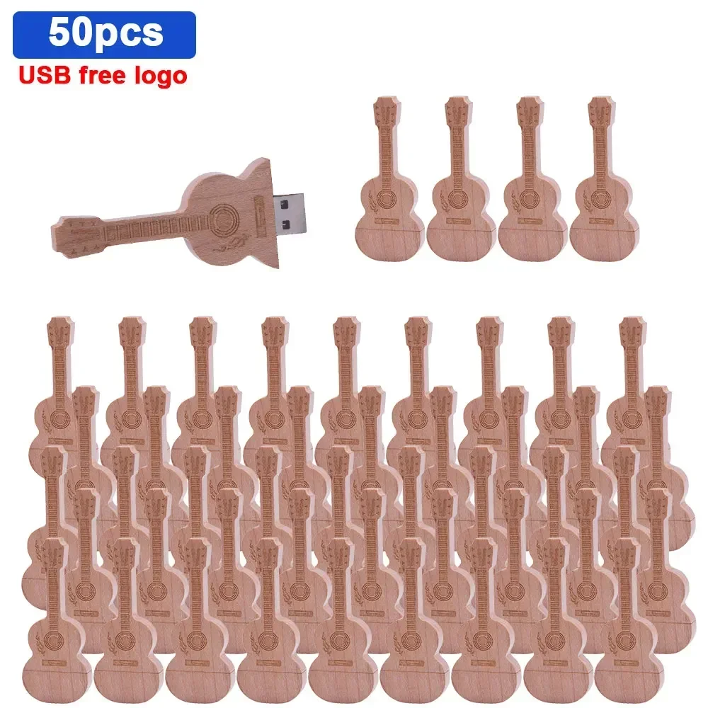 USB Flash Drive 50pcs/lot Wooden Guitar 4GB 16GB 32GB 64GB 128GB