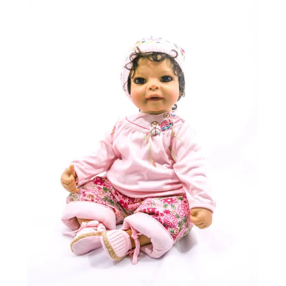 

Cute Baby Doll 20 Inch Cloth Body Vinyl Silicone Reborn Doll Toddler Girl Handmade Exclusive Dolls Gift