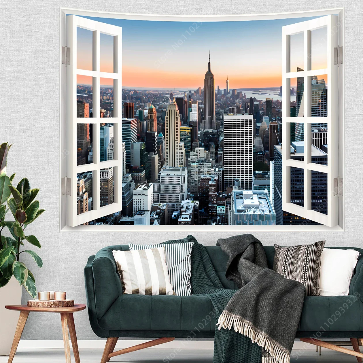 

1pc 3D Effect Window View Tapestry, modern Home Decor For Bedroom living room