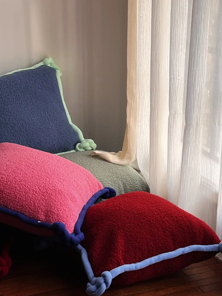 Thousands of knots cushion sofa pillow living room back cushion teddy velvet bay window bed contrast 8