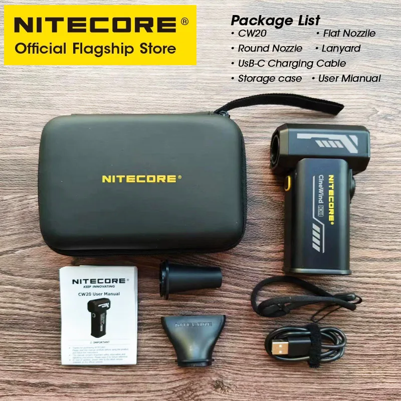 Portable Fan NITECORE CW20 Outdoor Camping Multipurpose Pocket Photography Electric Air Blower for Short Video Cleaning