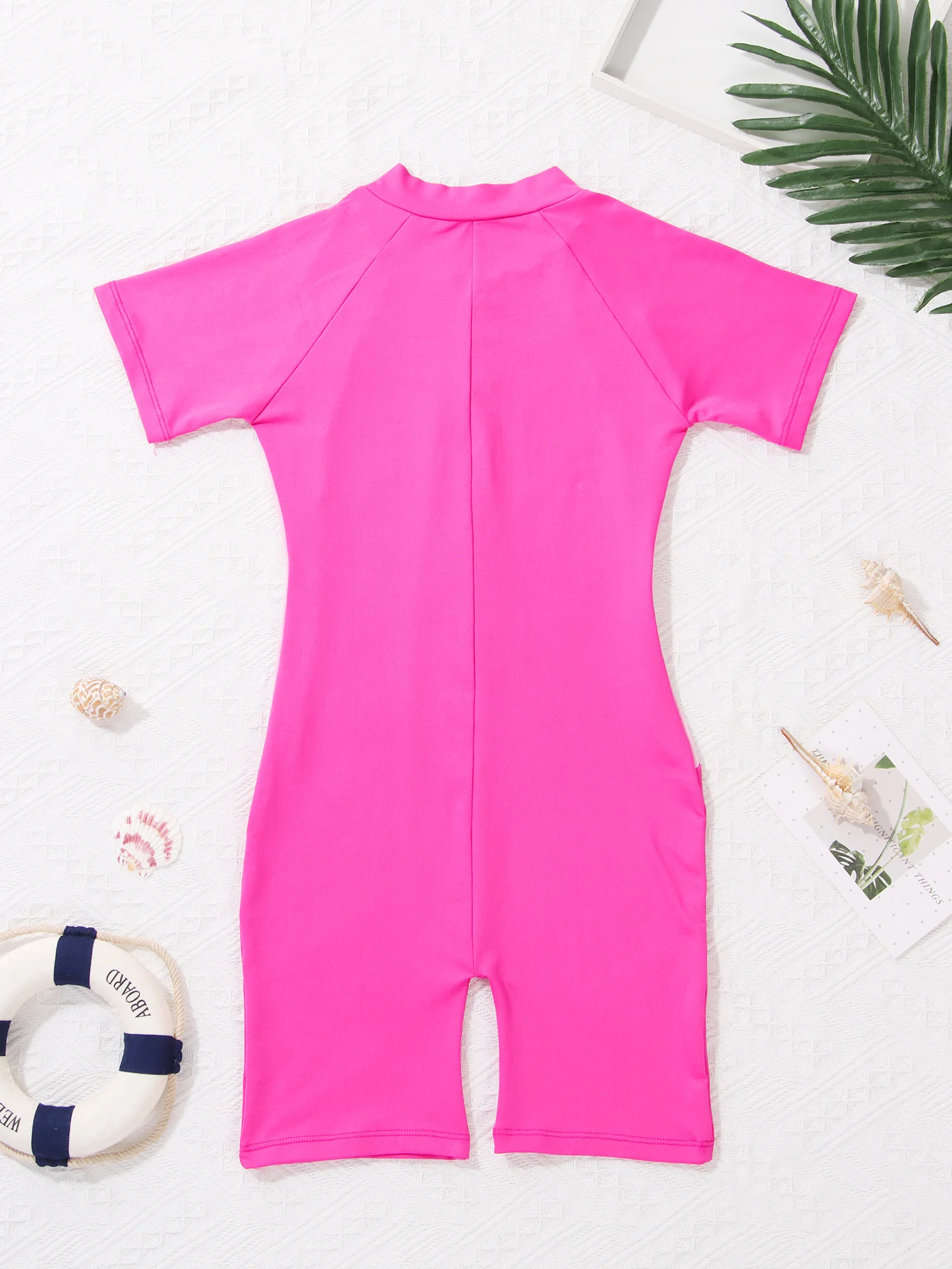 Children Rash Guard Swimsuit Zippered Shorty Wetsuit One-piece Short Sleeves Swimwear Kids Girls Surfing Swimming Bathing Suit