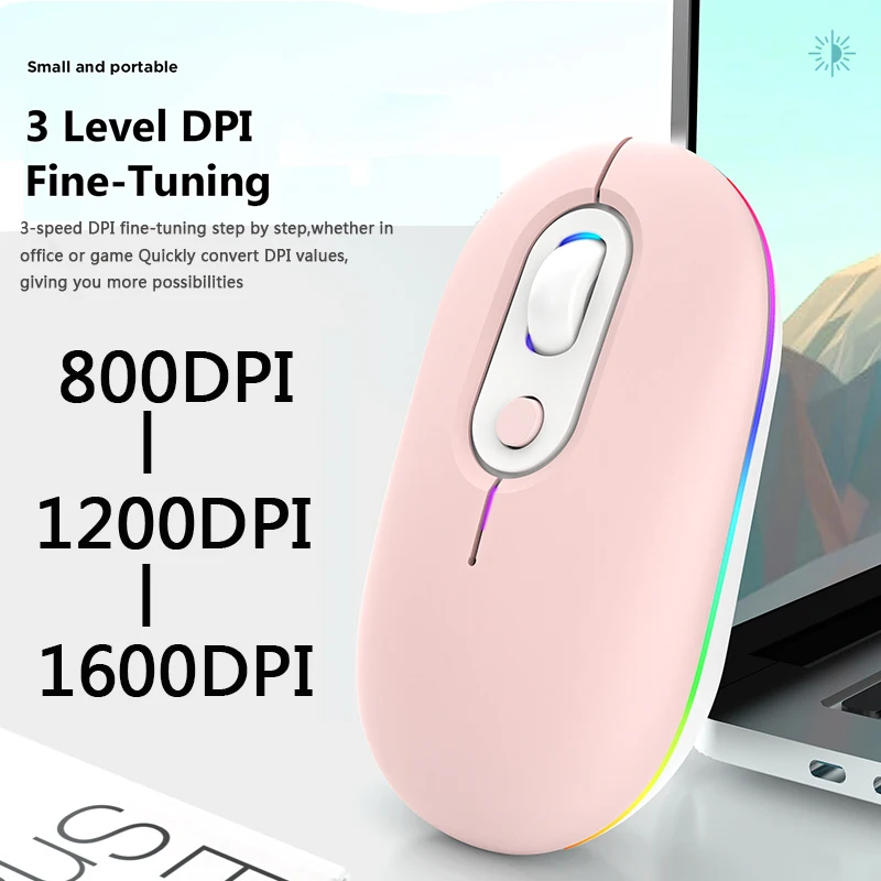 Rechargeable RGB Bluetooth Ergonomic Wireless Mouse with LED Backlit and Silent Clicks