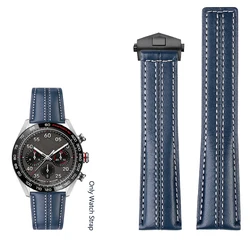 High - Quality Black 22mm Genuine Leather Bracelet Watch Strap - 22mm (A - Blue - black)
