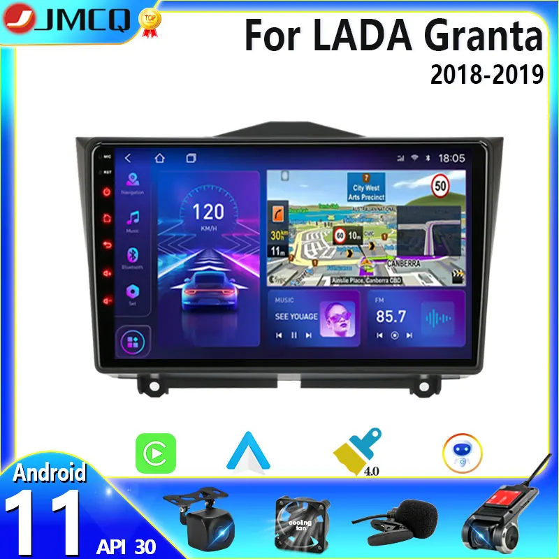 Автомагнитола JMCQ 2 Din Android 11 для LADA BA3 Granta Cross 2018 2019 GPS-навигация мультимедийный