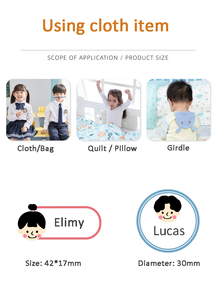 Customized Ironing-on Name Stickers Heating on Cloth Schoolbag Hat Towel Sewn Free Stamping For Kids Clothing Name Label Tag clothing labels garment labels name tags price label stickers