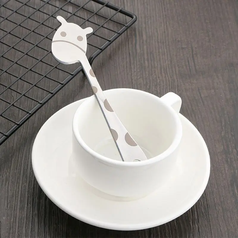 Stainless Steel 2 Tines Giraffe Fork Dessert Cake Fruit Salad Cutlery Flatware Love Heart Handle Convenient Home