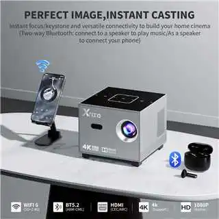 Xnano X3 Smart Projector 720P Native 4K Decode 안드로이드 11 Electric Focus 190ANSI Dual WiFi BT5.0 RGB Light Sync Home T