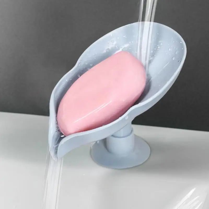 1pc Pink Double Layer Soap Dish With Draining Tray, Creative Leaf