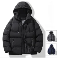 Autumn/Winter Fleece-Lined Cotton Padded Coat Men's Warm Hooded Puffer Jacket Casual Trendy Loose-Fit Versatile Couple Cotton 1