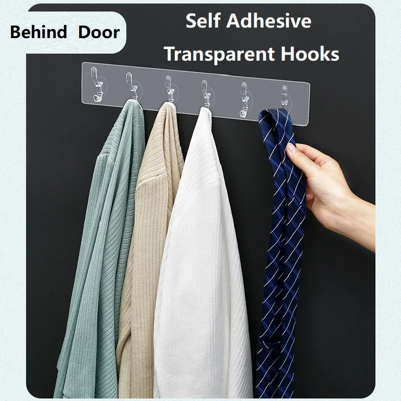 Traceless Adhesive Hooks Transparent Self Adhesive Hooks Sticky Hanging Clothes Towels Kitchen self adhesive wall hooks adhesive hooks self adhesive hooks adhesive wall hooks kitchen hooks