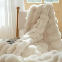 [Cozy|Faux Rabbit] Soft, Warm, 1pc Cozy Faux Rabbit Fleece Blanket | Throw for Bedroom, Guest Room, Living Room, Student Dormito