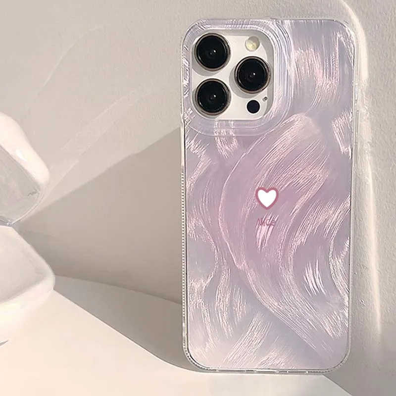 Elegant Gradient Pink Heart Phone Case Cover