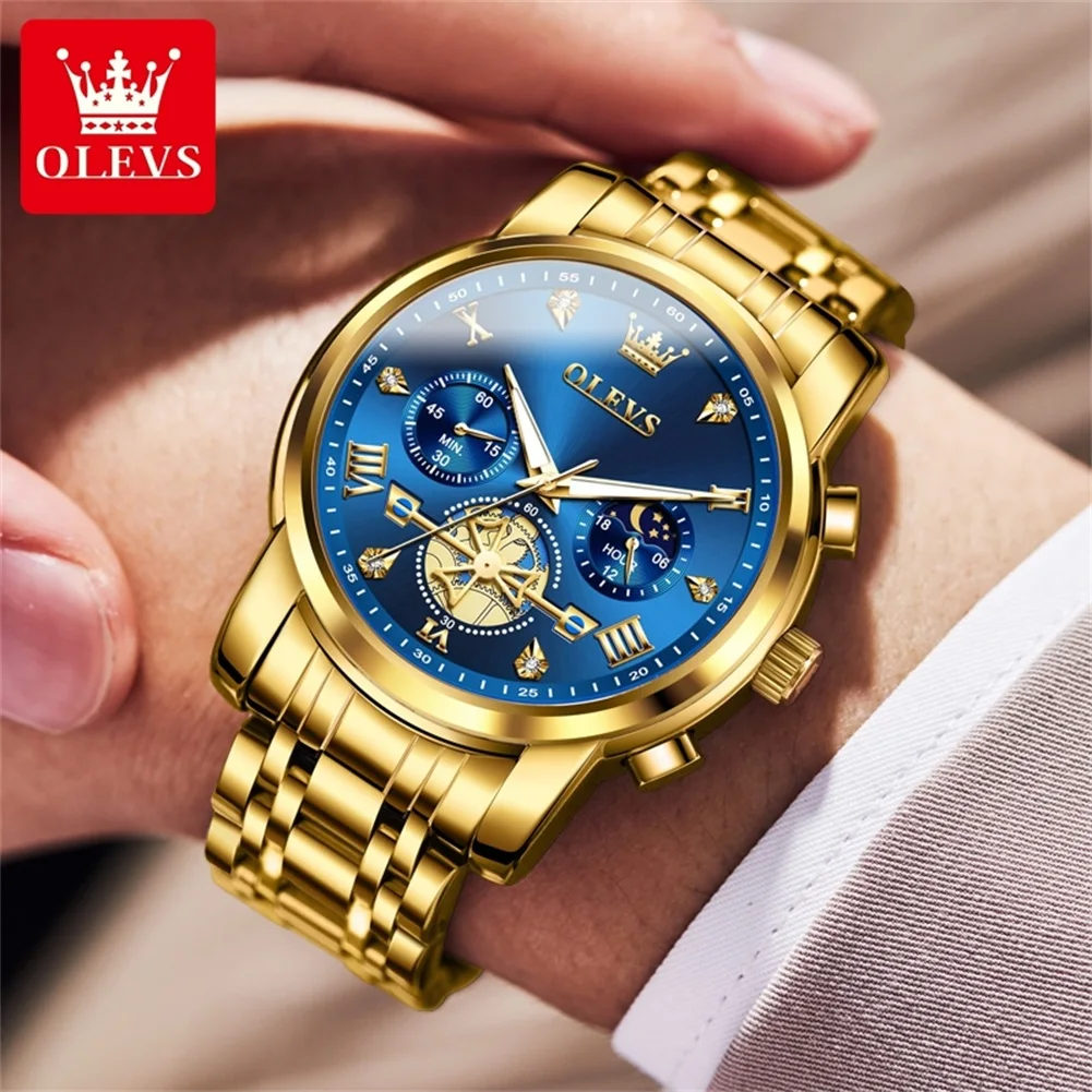 OLEVS Luxury Tourbillon Quartz Watch for Man Sports Men Watch Waterproof Luminous Stainless Steel Chronograph Men's Watches 6