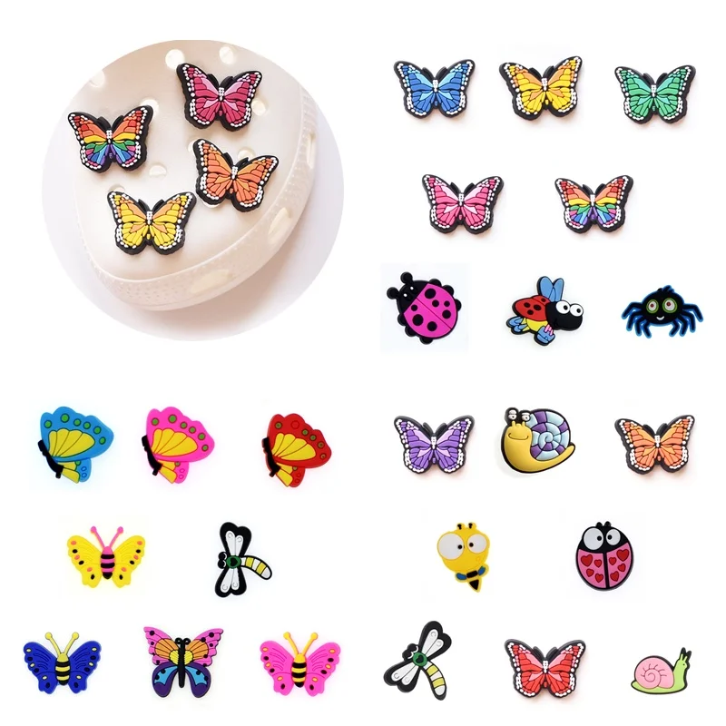 

PVC Shoe Charms Shoe Accessories Insect Shoe Decoration Butterfly Shoe Buckles for Croc Sandals X-mas Gifts Pins Buckle