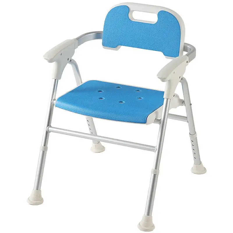 

1Pc Bathroom Portable Shower Chair Foldable Space Saving Height Adjustable Non Slip Shower Chair for Elderly Pregnant Women