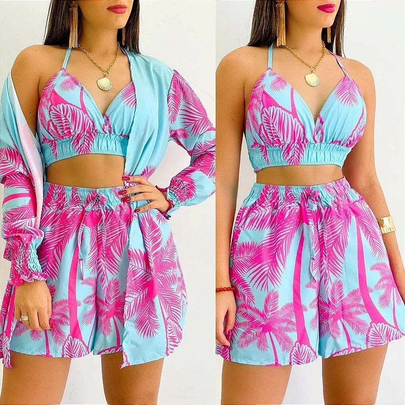 Sexy Bikini Shorts Sets Outfits For Woman 2023 Summer Casual Print 3