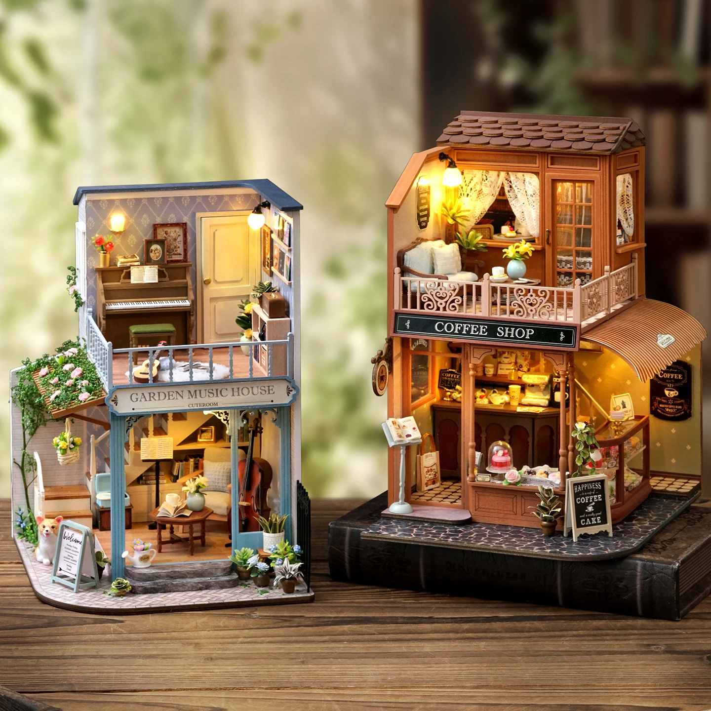 미니 인형 집 책장 인형 집 키트 미니 3D 퍼즐 조립 빌딩 모델 DIY 수제, ..