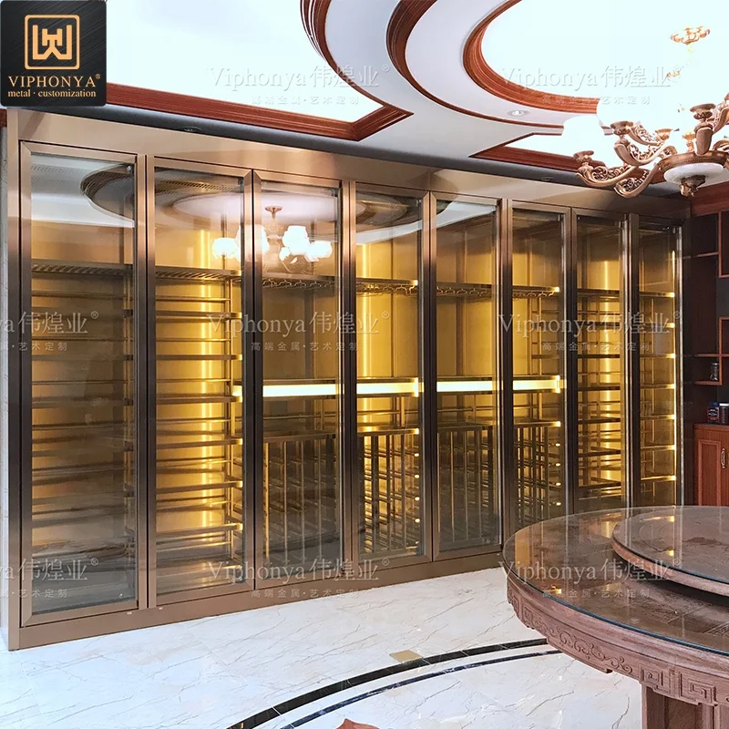 Sale The Best Luxury Commercial 304 Stainless Steel Wine Cabinet Glass Door Wine Cooler Cellar