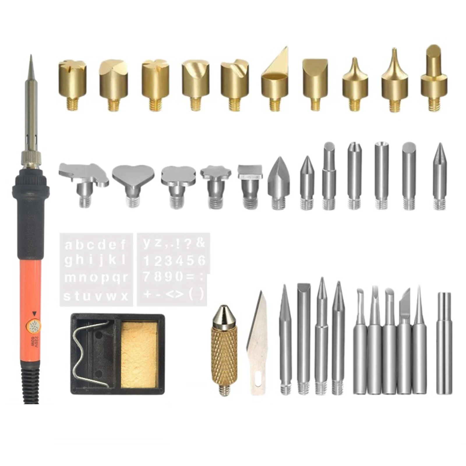 

37PCS Adjustable Temperature Soldering Brush Engraving Pen Electric Soldering Iron Wood Burning Kit Pyrography Tool Craft Set