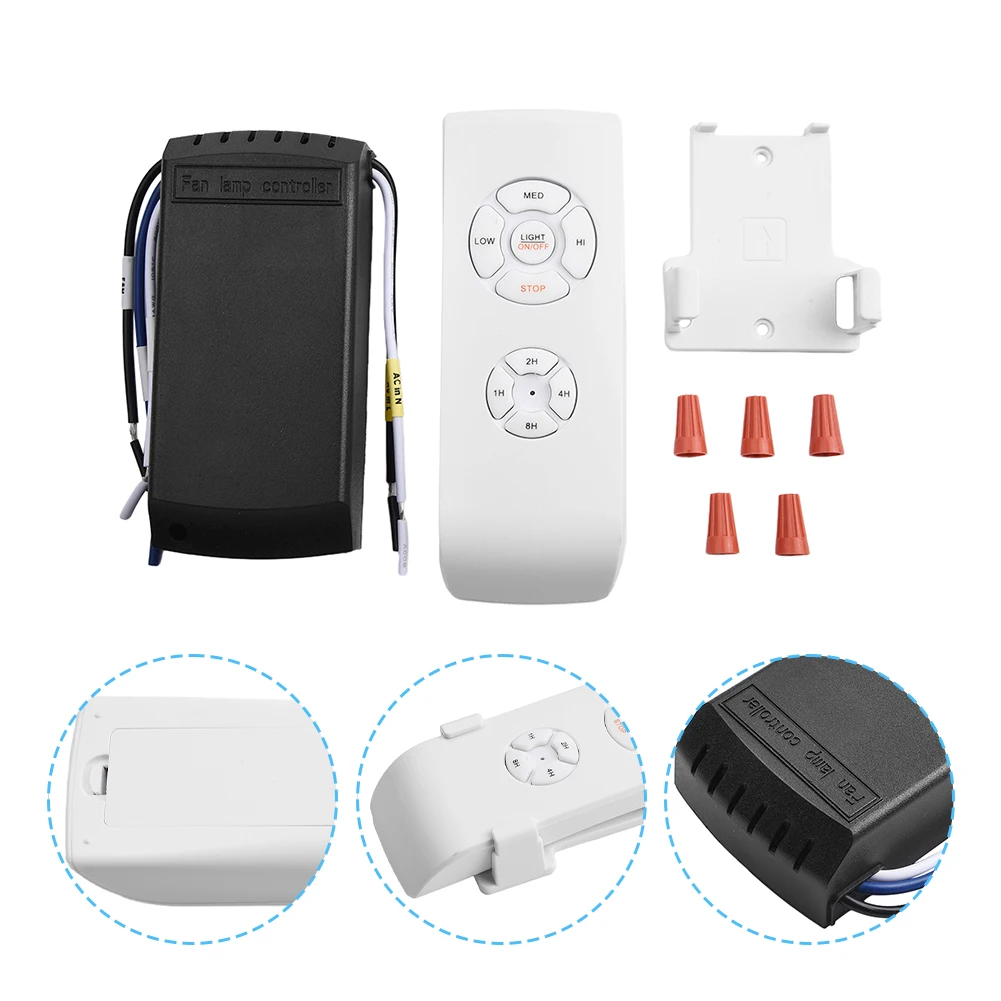 Wireless Ceiling Fan Remote Control Kit with Light Dimmer and Timer Functionality
