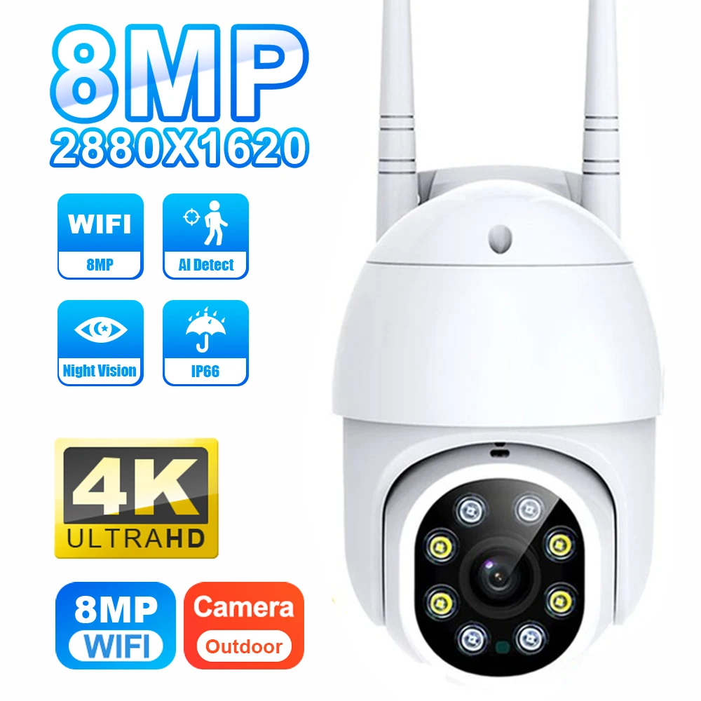 

8MP 4K Wireless Outdoor Camera IP WIFI Video Surveillance Security Protection Record PTZ Speed Dome CCTV 5MP ICsee Baby Monitor