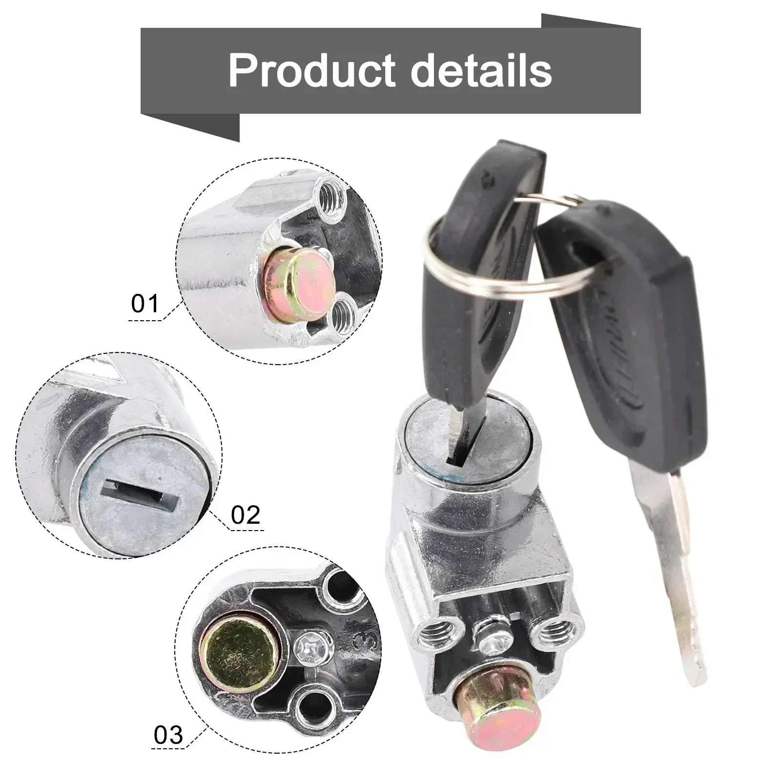 Ignition Switch Battery Safety Pack Box Lock W/2 Key Ignition Lock Metal For Motorcycle Electric EBike Scooter Car Supplies