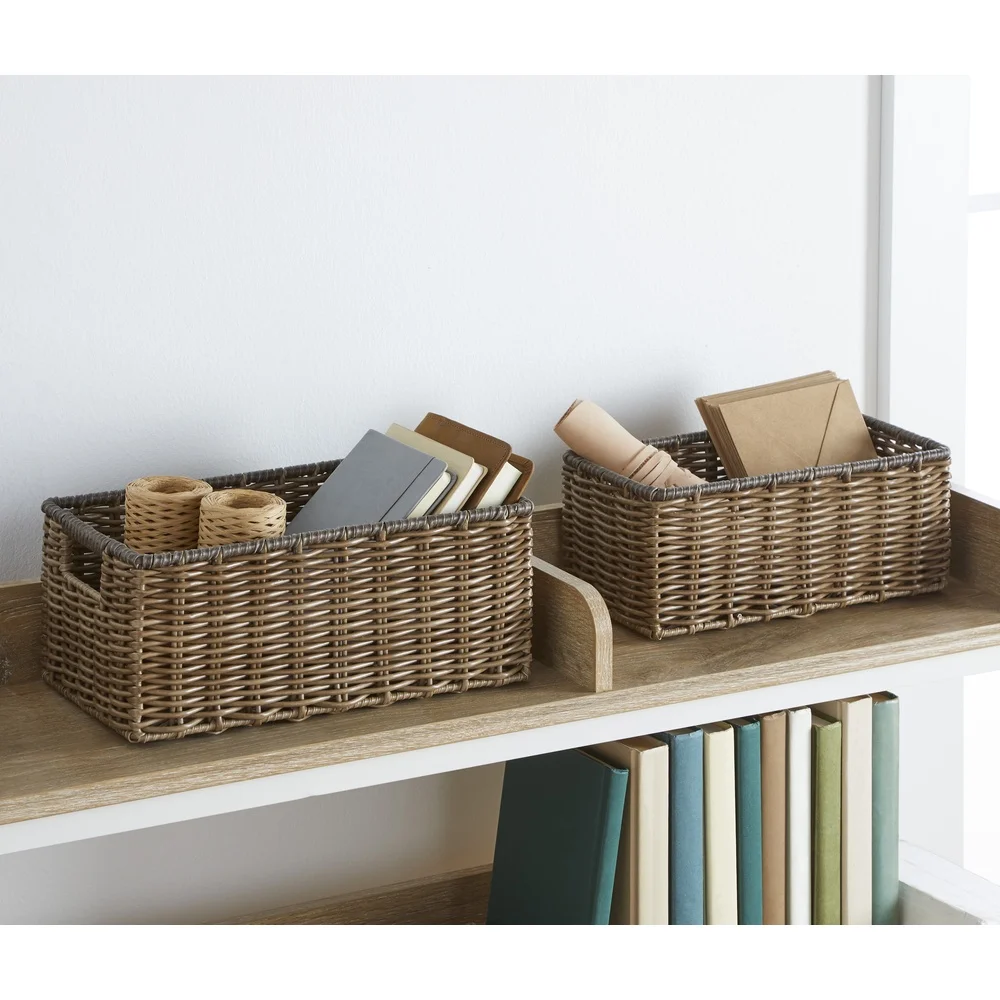 2-Piece Rattan Storage Basket Set 5