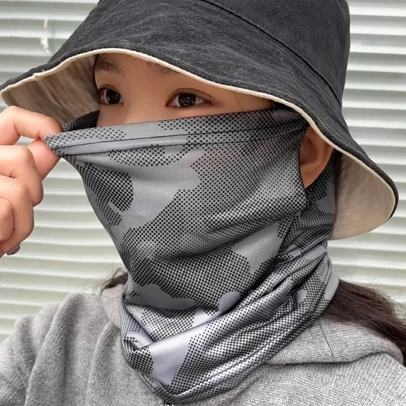 Summer Sunscreen Ice Silk Mask Neck UV Protection Face Cover Sunscreen Face With Outdoor Cycling Sun Protection Hats Caps