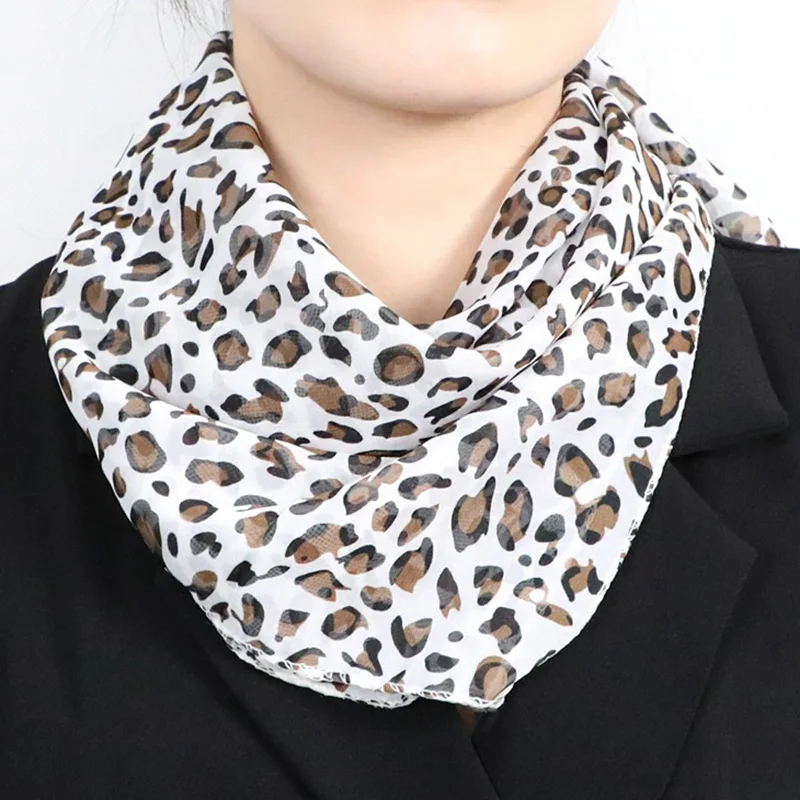 Fashion Leopard Print Square Silk Scarf 60x60cm Summer Thin Chiffon Shade Sunscreen Scarves Neck Guard Woman's Shawl V18 6