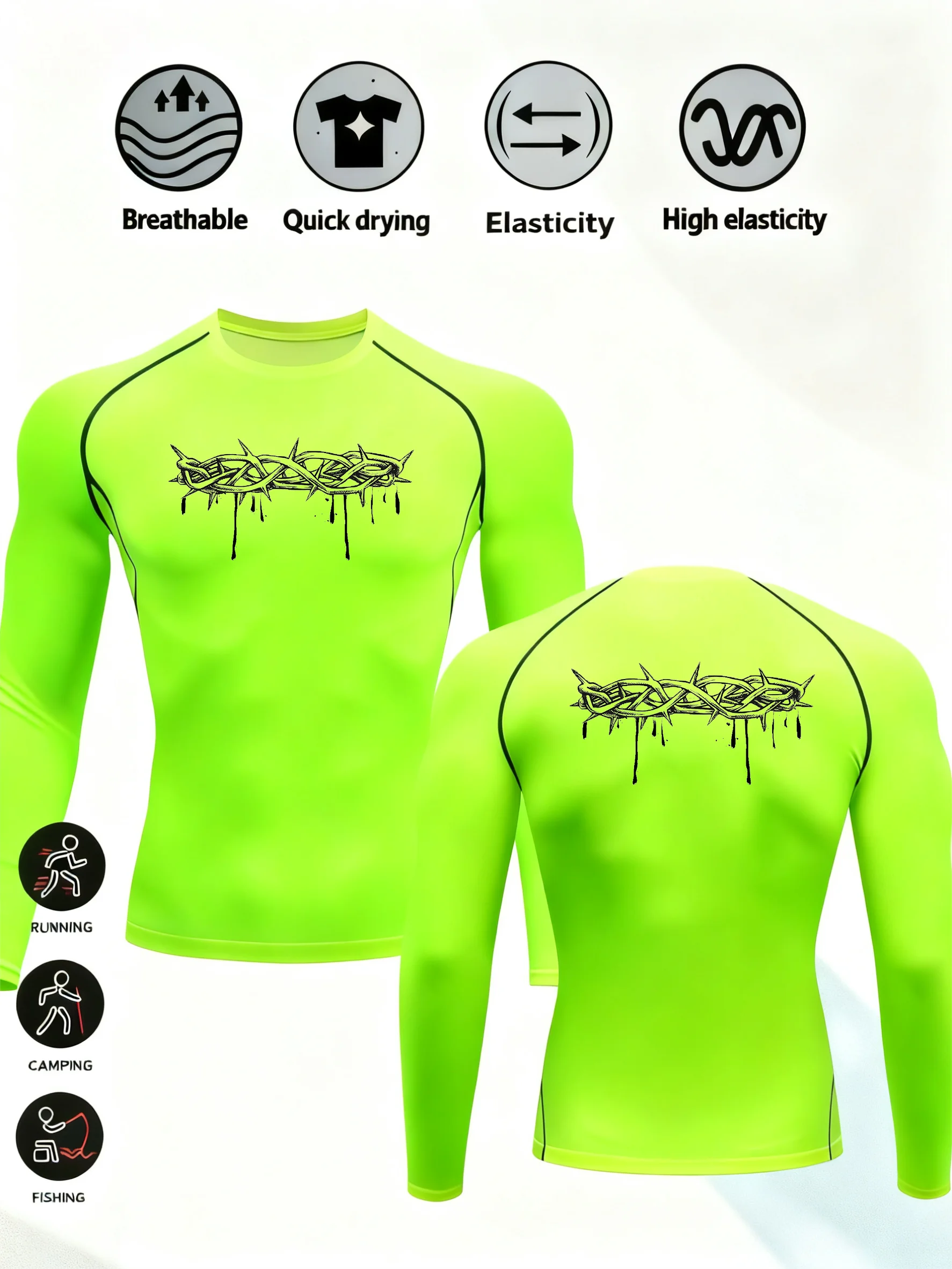 Men‘s Thorns print Compression Running T-Shirt Fitness Tight Long Sleeve Sport T-shirt Training Jogging Shirts Quick Dry Clothes 12 S7f0a47bf18e84b799da50699a2f0ee4ev