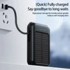 2000mAh High Capacity Solar Power Bank External Charger Powerbank LED Light New Solar Charger Built Cables 2 USB Ports 2